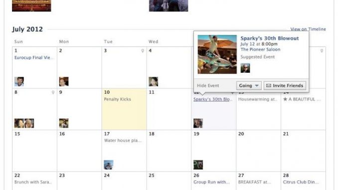 Facebook: Eventi visualizzati come Calendario Calendario: la nuova modalità di visualizzazione degli Eventi di Facebook