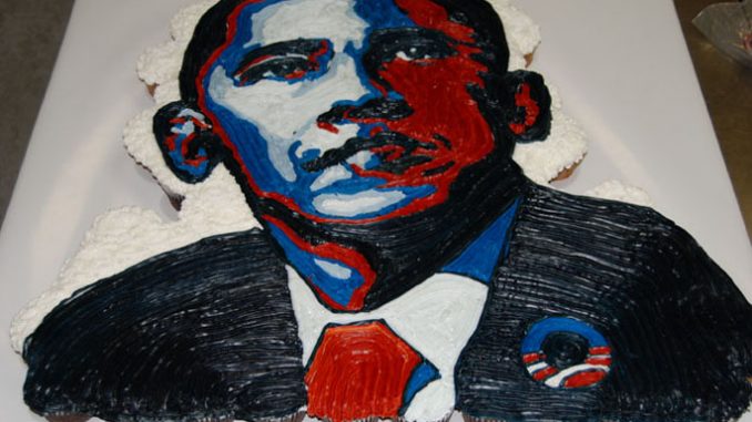 Obama cupcake cake