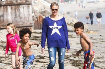 Heidi Klum al mare con i figli